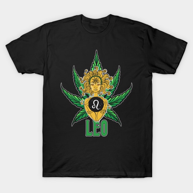 Leo Weed Shirt, Zodiac Cannabis, Leo Marijuana Shirt, Leo Gift, Leo Zodiac tee, Leo tee, zodiac birthday gift, Zodiac Pot Leaf, Zodiac Gift T-Shirt by Moon Phase Design